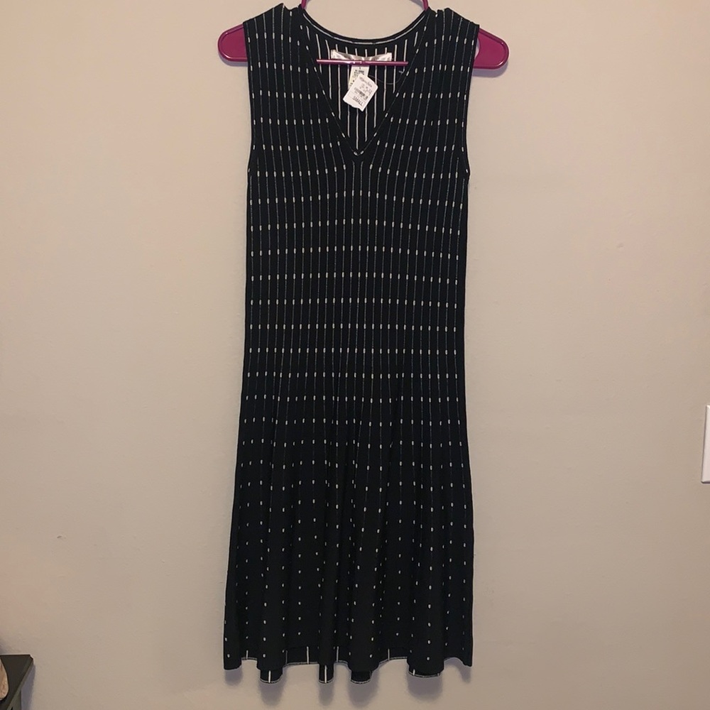 Max Studio Black w/ White Polka Sweater Midi Dress